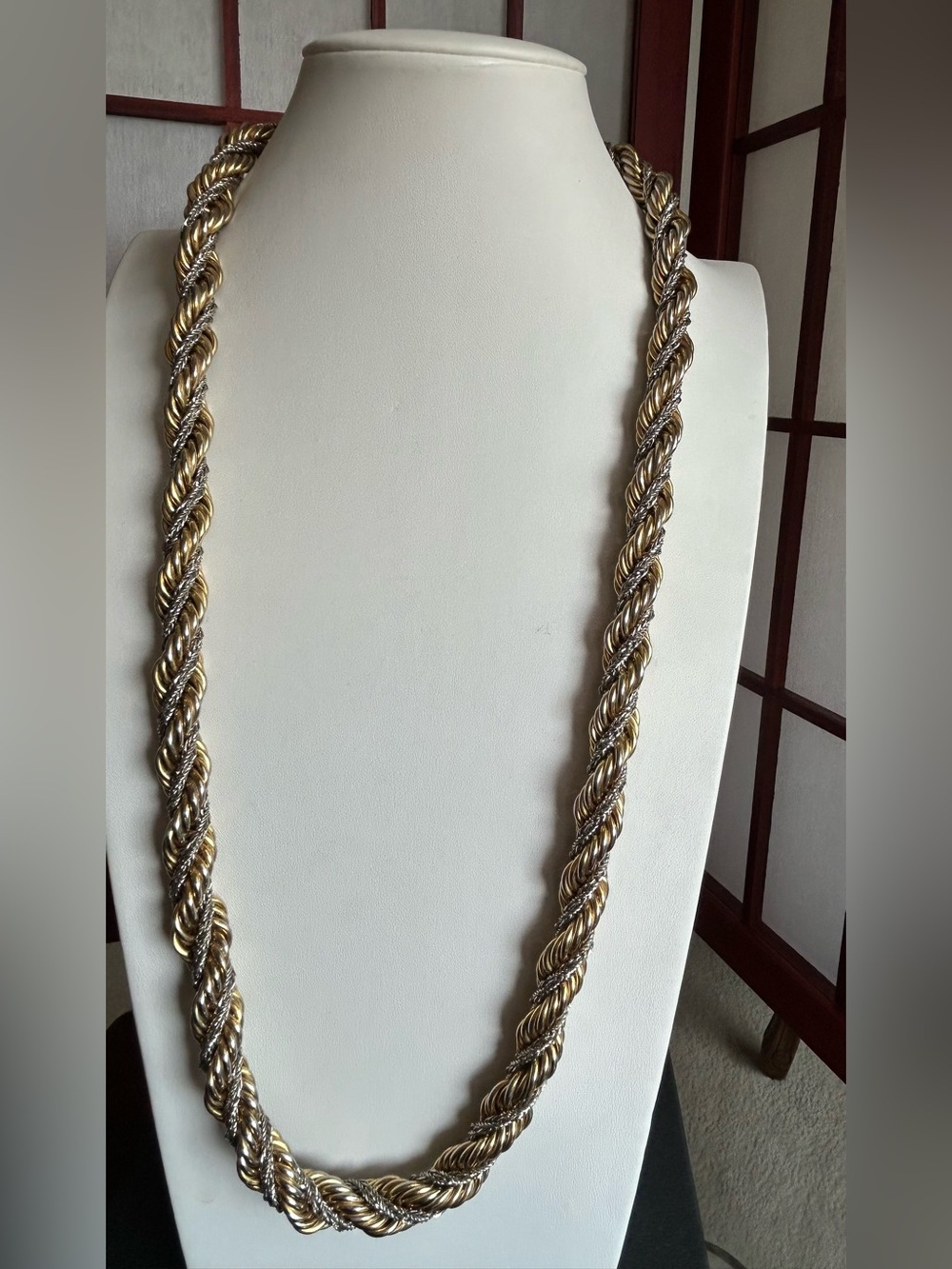 CROWN VTG 19 GROSSÉ GERMANY 1966 (DIOR) GOLD & SILVER TONE ROPE NECKLACE